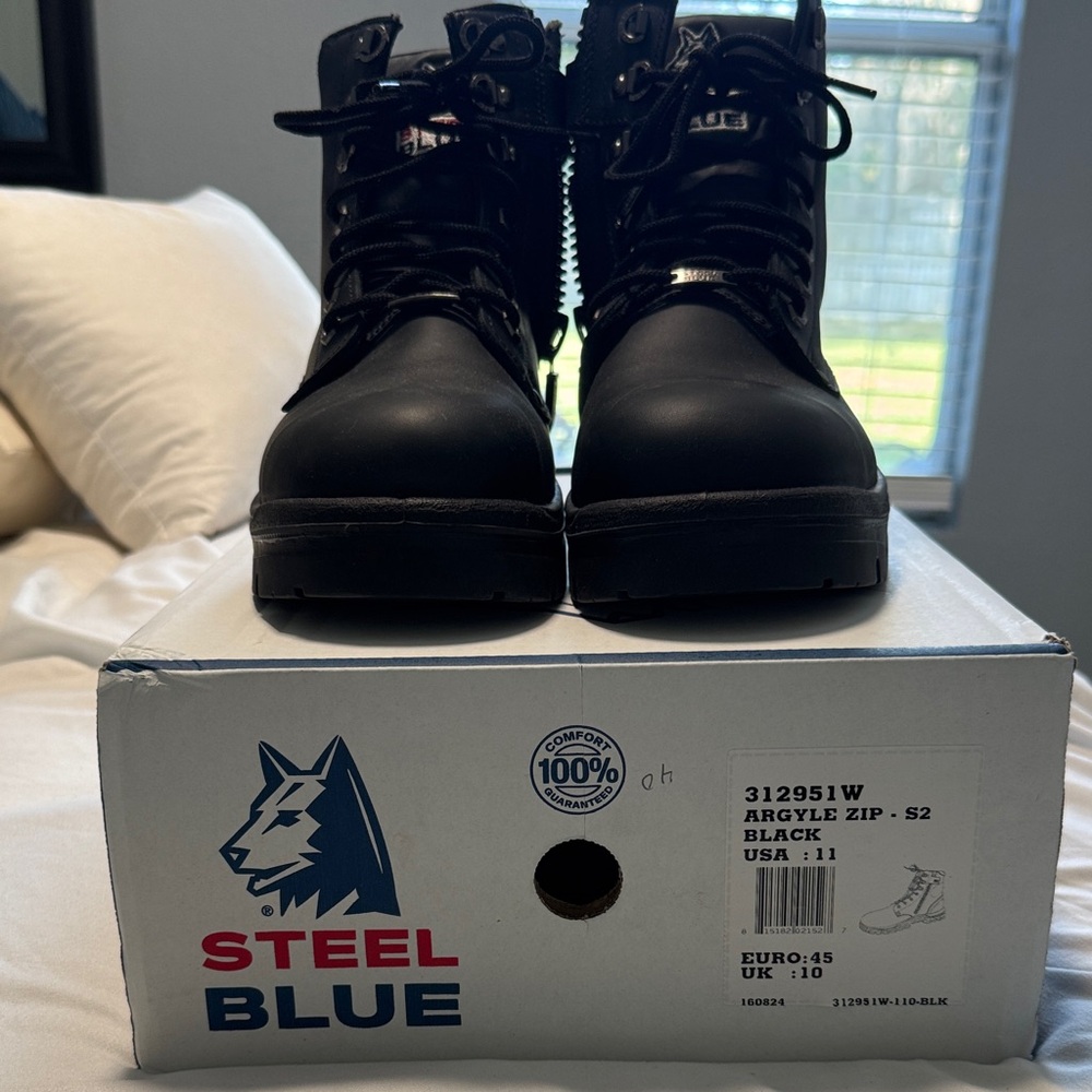 Steel Blue Argyle Zip Black Boots